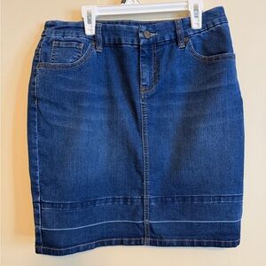 New York & Company Dark Blue Denim Pencil Skirt
